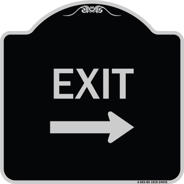 Exit With Right Arrow 3 Heavy-Gauge Aluminum Architectural Sign, 18" H, 18" L, BS-1818-24045
